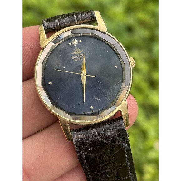 Vintage Seiko 5Y95-607A R1  Watch crocodile calfskin band diamond - Picture 2 of 8